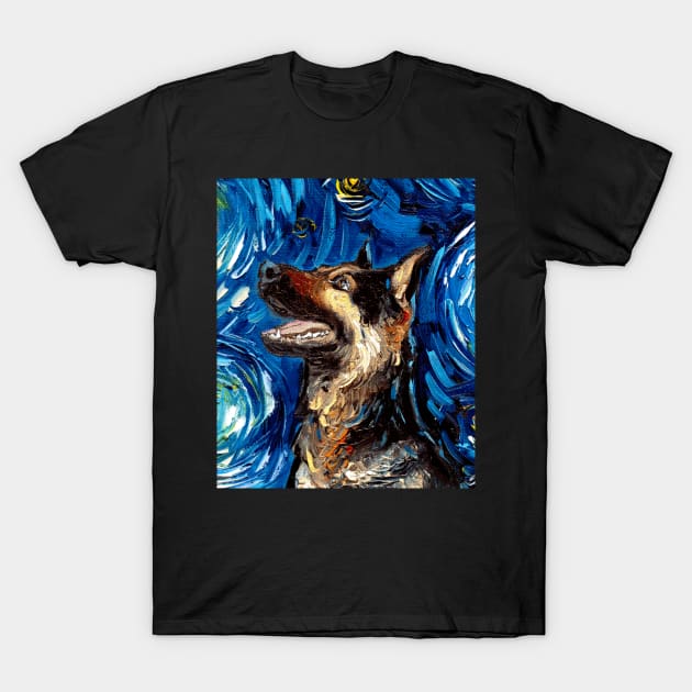 German Shepherd Night (Portrait) T-Shirt by sagittariusgallery